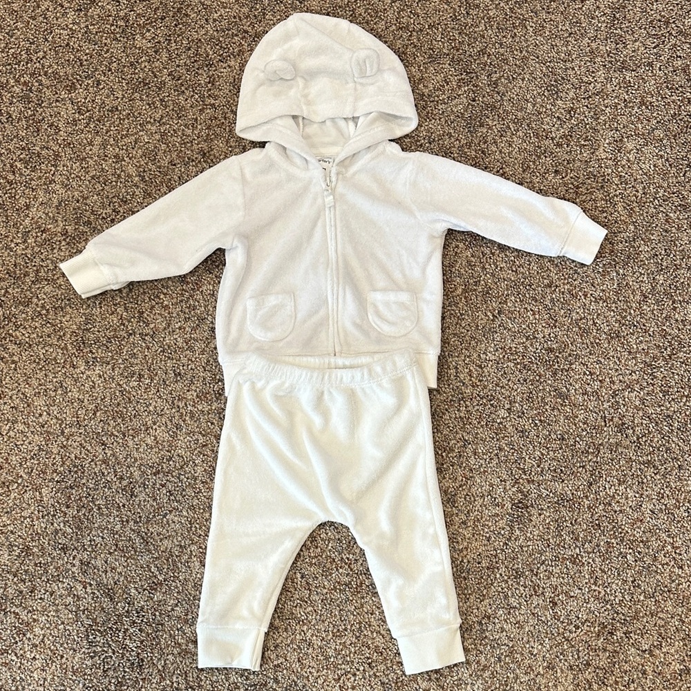 Carter's White Kids Sweatpants & Hoodie Set
